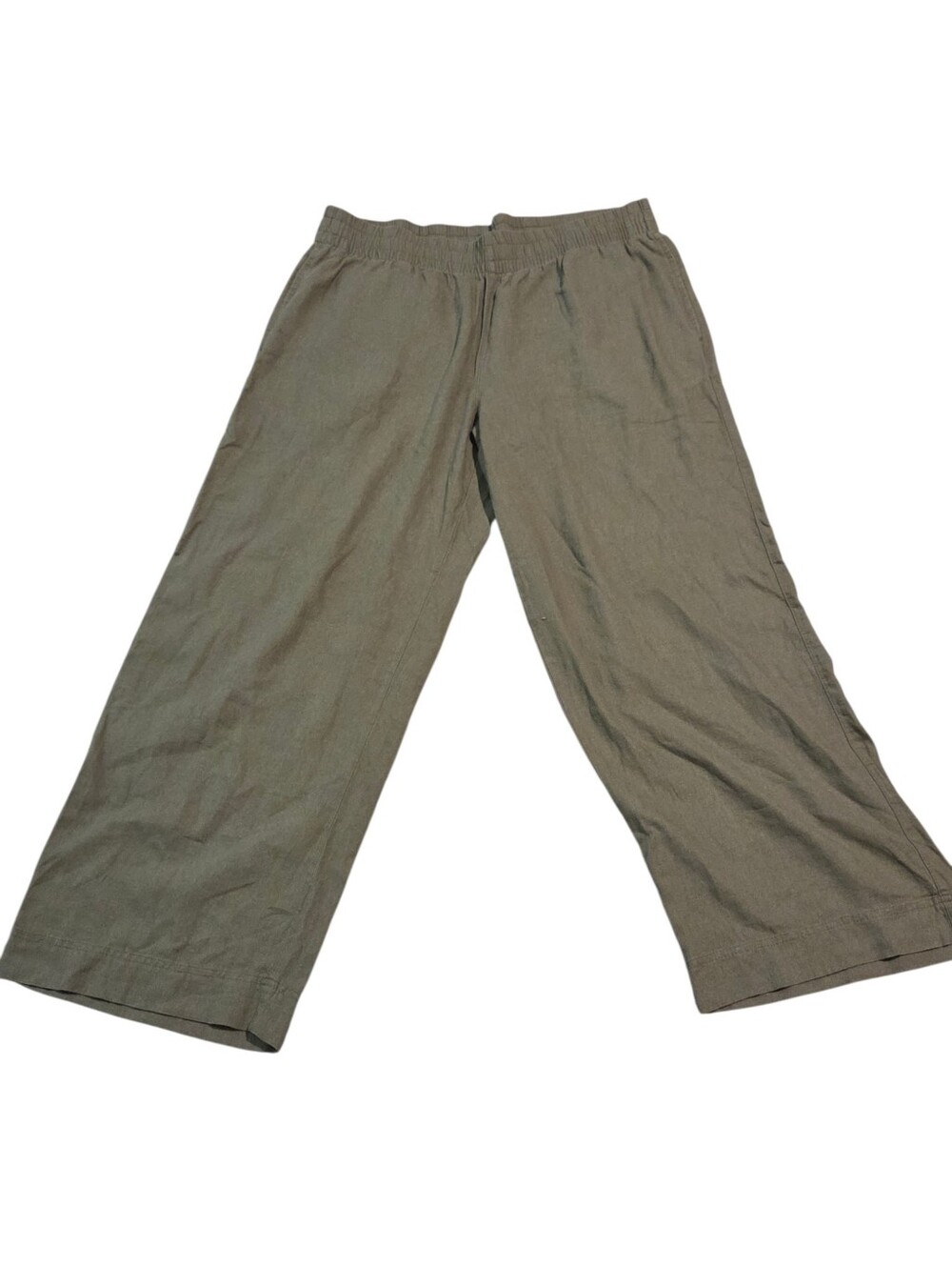 NWT Old Navy Size L Petite High Waisted Green Linen Wide Leg Pants Resort